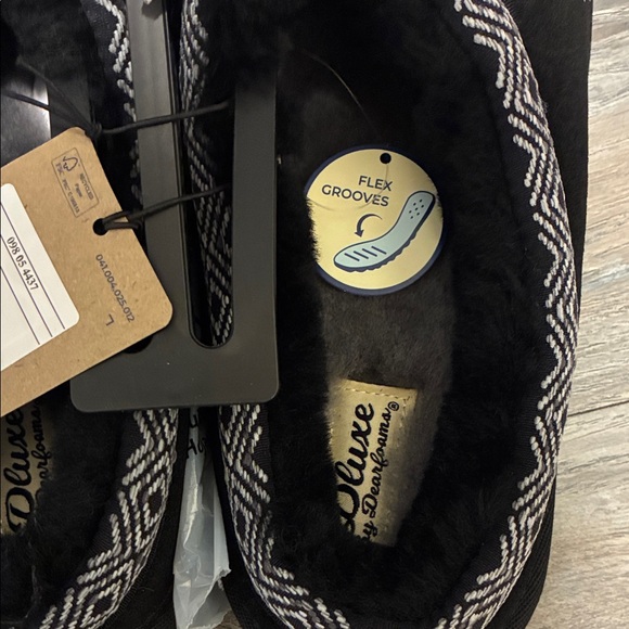 Men’s Dearfoams Black Slippers with Patterned Trim SIZE 13 - Picture 4 of 4